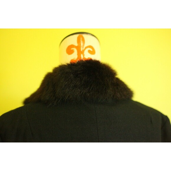 VTG NORGAIL 100% Wool Open Front Short Jacket Faux Mink Fur Black USA Made - Picture 4 of 12